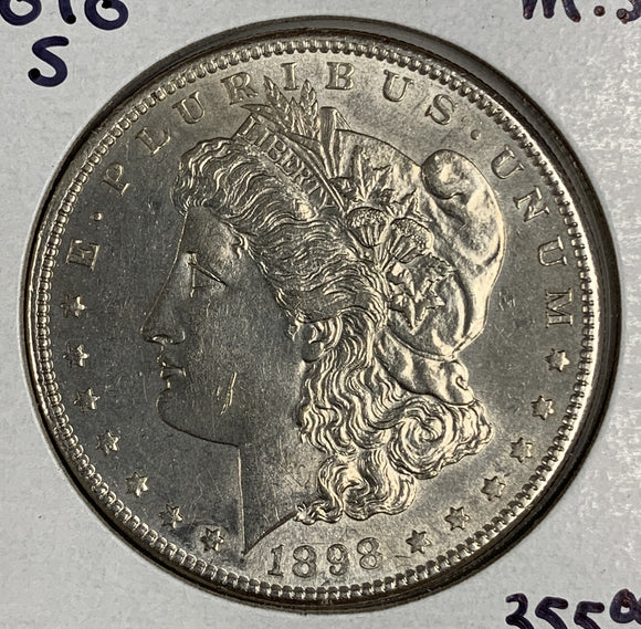 1898-S Morgan Silver Dollar, MS60+