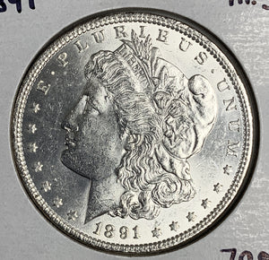 1891 Morgan Silver Dollar, MS60+