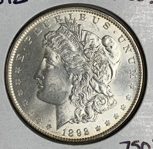 1892 Morgan Silver Dollar, MS60+