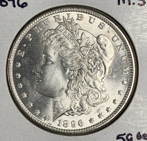 1896 Morgan Silver Dollar, MS60+