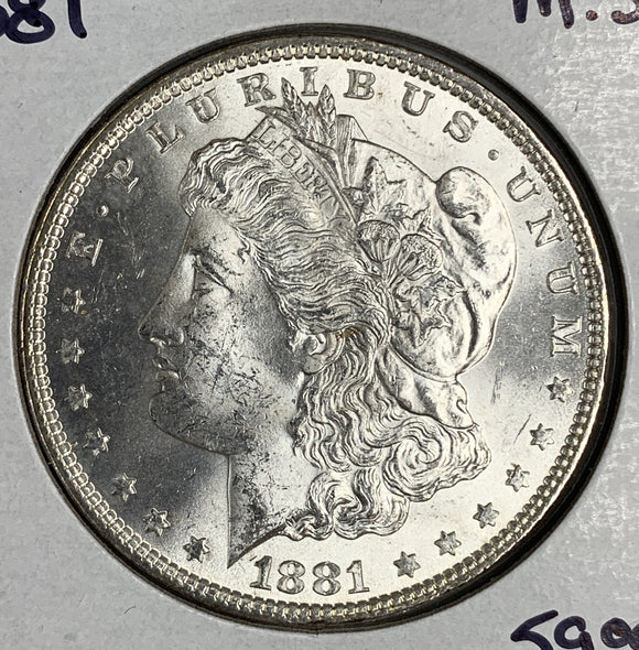 1881 Morgan Silver Dollar, MS60+