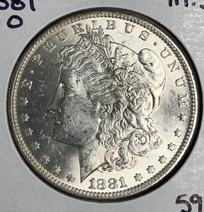 1881-O Morgan Silver Dollar, MS60+