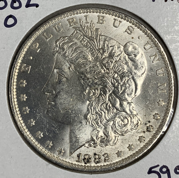 1882-O Morgan Silver Dollar, MS60+