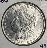 1886 Morgan Silver Dollar, MS60+