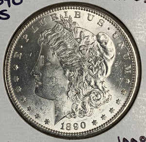 1890-S Morgan Silver Dollar, MS60+