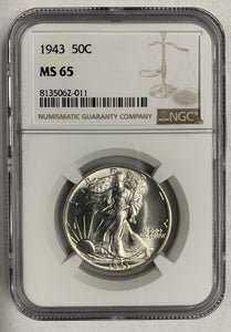 1943 Walking Liberty Half, MS65 NGC