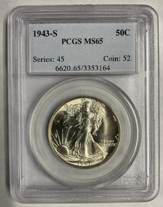 1943-S Walking Liberty Half, MS65 PCGS