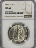 1945-D Walking Liberty Half, MS65 NGC