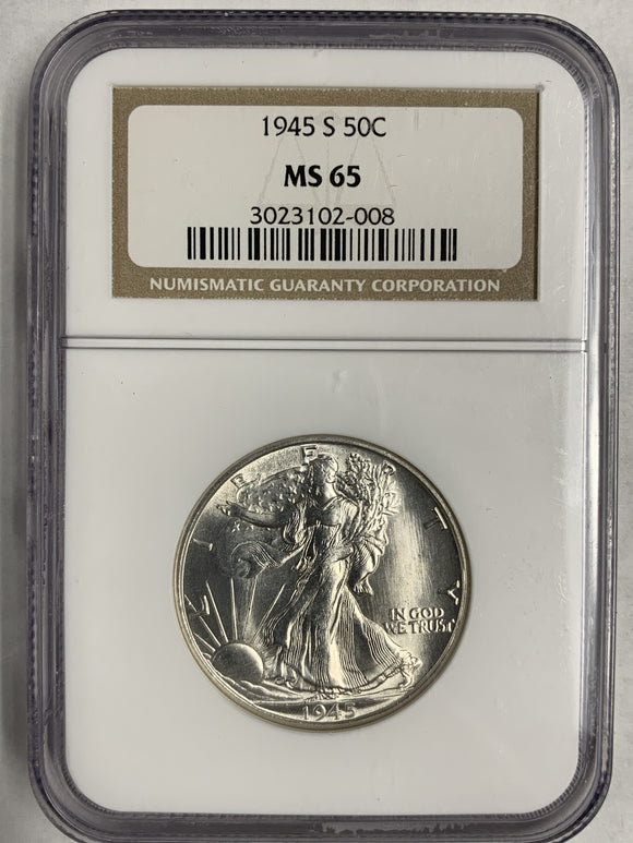 1945-S Walking Liberty Half, MS65 NGC