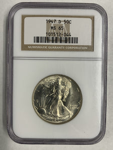 1947-D Walking Liberty Half, MS65 NGC