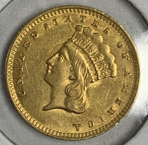 1857 Type 3 U.S Gold Dollar, XF