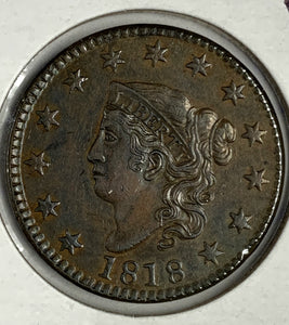 1818 Large Cent, MS63BRN