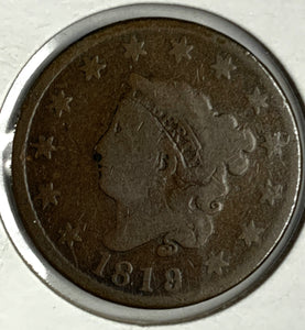 1819/8 Large Cent, VG