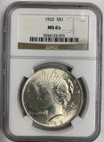 1922 Peace Dollar, MS65 NGC (7975) stock photo