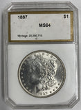 1887 Morgan Silver Dollar, MS64 PCI