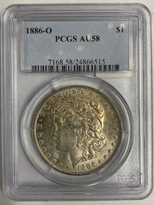 1886-O Morgan Silver Dollar, AU58  PCGS