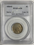 1924-S Buffalo Nickel, VF20 PCGS