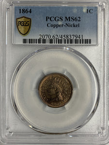 1864 CN Indian Head Cent, MS62 PCGS