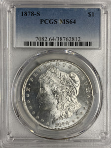 1878-S Morgan Silver Dollar, MS64 PCGS