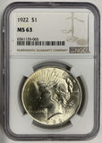 1922 Peace Dollar, MS63 NGC