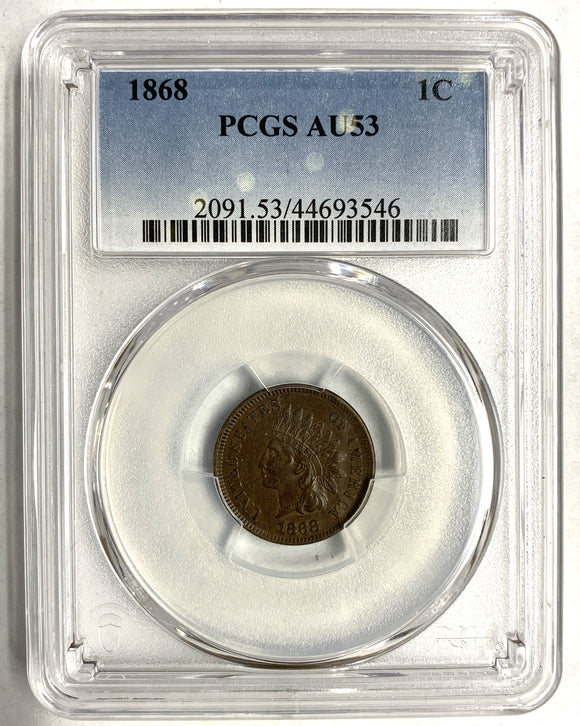 1868 Indian Head Cent, AU53 PCGS