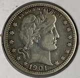 1901-O Barber Quarter, VF+