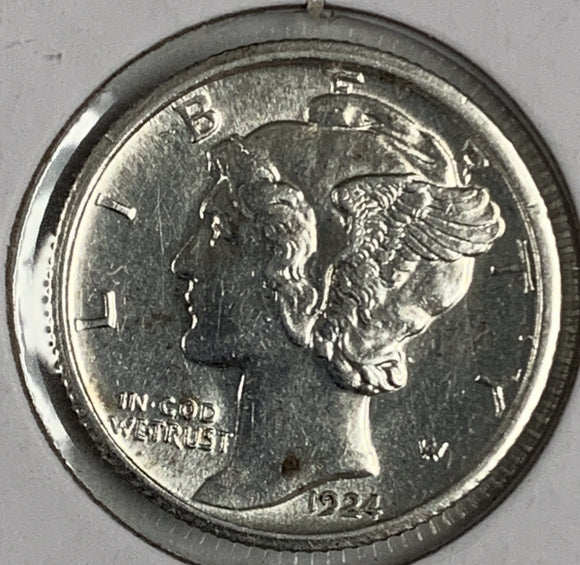 1924-S Mercury Head Dime, MS60+