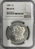 1885 Morgan Silver Dollar, MS63PL NGC