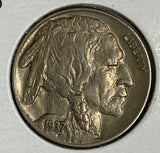 1937-D Buffalo Nickel, 3-Leg , AU+