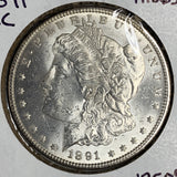 1891-CC Morgan Silver Dollar, MS60+