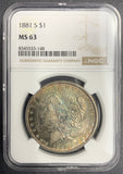 1881-S Morgan Silver Dollar, MS63 NGC Toner.