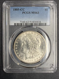 1885-CC Morgan Silver Dollar, MS63 PCGS. Great Eye Appeal. 