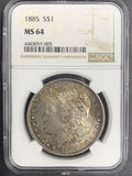 1885 Morgan Silver Dollar, MS64 NGC