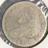 1811 Small 8 Capped Bust Half Dollar, VF O-111a R-1
