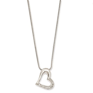 Kelly Waters Rhodium-plated Open Clear CZ Heart 18 inch Necklace