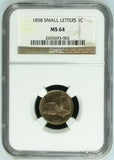 1858 Small Letter Flying Eagle Cent, MS64 NGC (15266)