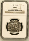 1920-D Walking Liberty Half Dollar, AU55 NGC (15892)