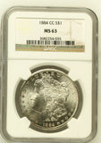 1884-CC Morgan Silver Dollar, MS63 NGC (15992)