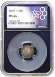 1829-P Capped Bust Half Dime, MS66 NGC, Fantastic Coin (25616)