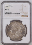 1890-CC Morgan Silver Dollar, MS61 NGC, (14980)