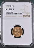 1941-S Lincoln Wheat Cent, MS66RD NGC (326266) Stock photo