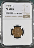 1921-S Lincoln Wheat Cent, AU50BN (16979)