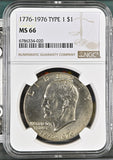 1776-1976 Type 1 Eisenhower Dollar, MS66 NGC, (14526)