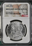 1891-S Morgan Silver Dollar, Brilliant Uncirculated NGC, (15010)