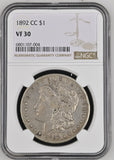1892-CC Morgan Silver Dollar, VF30 NGC, (15049)