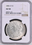 1886-O Morgan Silver Dollar, AU58 NGC (16590)