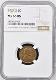 1924-S Lincoln Wheat Cent, MS65BN NGC, (14816)