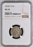 1918/7-D Buffalo Nickel, VG10 NGC (15133)