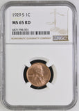 1929-S Lincoln Wheat Cent, MS65RD NGC, (14807)