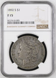 1892-S Morgan Silver Dollar, F-15 NGC, (15039)